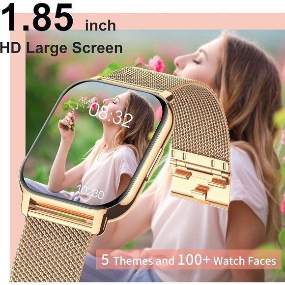🆕Men  Women's Rose Gold Pink Smartwatch, 1.85" AI Voice Control, Fitness Track - Picture 2 of 7